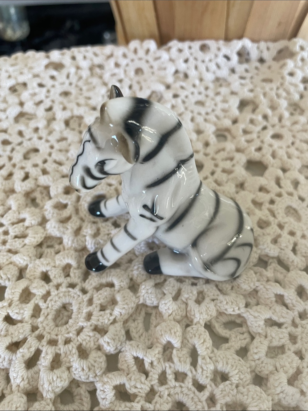 Bone China Figurine - White and Black Decorative Accent
